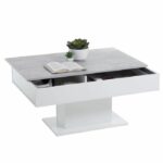 FMD Coffee Table Concrete Grey and White Side Table Sofa End Table Living Room 428686