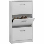 FMD Shoe cabinet 3 tilting compartments White 428789