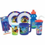 Dish set - FUN HOUSE - PAW PATROL - Glass, 2 soup plates Ø16 cm, cutlery, water bottle, tumbler and mug
