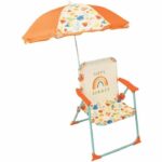 FUN HOUSE Fruity's Folding camping chair with parasol - H.38.5 x W.38.5 x D.37.5 cm + parasol ø 65 cm - For children