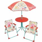 FUN HOUSE Peppa Pig Garden furniture - 1 table H.46xø46cm, 2 chairs H.53xW.38.5xD.37.5 cm and 1 parasol H.125 x ø100 cm - For children