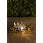Solar water lily GALIX G4495 - Metal, Gold and cracked glass - 7 Lumens - 26 cm - Image 2