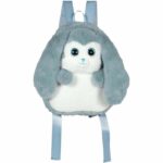 Fluffy Bag - GIPSY TOYS - Plush backpack - Blue and white rabbit 30 cm