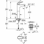 Single-lever basin mixer - GROHE Swift - 24331001 - Chrome - Raised XL size - Water saving - Click-clack waste - Image 3