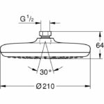 Grohe Tete Shower Vitalio Start 210, 1 jet, round shower head 210mm, water saving flow, threaded fitting 1/2, 26415000 - Image 5