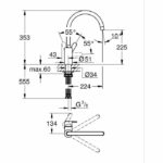 Kitchen faucet - Chrome - C-spout - High spout - 150° rotation - GROHE Get - 31494001 - Image 3