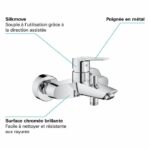 Grohe Mixer Monocomande Bath /Shower Start, Faucet with inverter, Economic Water Figure, Rosette included, Chrome, 23206002 - Image 4
