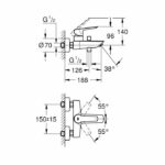 Grohe Mixer Monocomande Bath /Shower Start, Faucet with inverter, Economic Water Figure, Rosette included, Chrome, 23206002 - Image 6