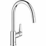 Kitchen faucet - Chrome - High C-shaped spout - Pull-out aerator - 360 rotation - Flow limiter - GROHE Start Curve - 30562000