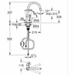 Kitchen faucet - Chrome - High C-shaped spout - Pull-out aerator - 360° rotation - Flow limiter - GROHE Start Flow - 30569000 - Image 2