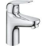 Single-lever basin mixer - GROHE Swift - 24323001 - Chrome - Size S - Cold water opening - Water saving - Click-clack waste