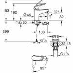 Single-lever basin mixer - GROHE Swift - 24323001 - Chrome - Size S - Cold water opening - Water saving - Click-clack waste - Image 4