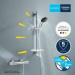 Shower set with thermostatic mixer, 3-jet shower head, 60cm bar and flexible hose - GROHE 34791001 - Water saving - Chrome - Image 2