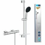 Shower set with thermostatic mixer, 3-jet shower head, 60cm bar and flexible hose - GROHE 34791001 - Water saving - Chrome