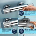 Shower set with thermostatic mixer, 3-jet shower head, 60cm bar and flexible hose - GROHE 34791001 - Water saving - Chrome - Image 5