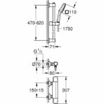 Shower set with thermostatic mixer, 3-jet shower head, 60cm bar and flexible hose - GROHE 34237003 - Water saving - Chrome - Image 3