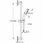 Shower set with 3 jets shower head, 90cm bar and flexible hose - GROHE Vitalio Start 110 26956001 - Water saving - Chrome - Image 2
