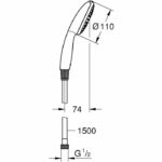 Flexible set and 1 jet shower head (Rain) - GROHE Vitalio Start 110 26720001 - Easy selection - Water saving - Image 3