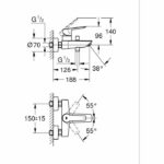 Single lever bath/shower mixer - GROHE Start - 322782432 - Matt black - Exposed wall mounting - Automatic diverter - Image 3