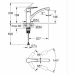 GROHE Start - 324412432 - Kitchen faucet - Single lever sink mixer - Matt black - Low spout - 140° rotation - Image 4