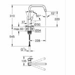 Kitchen faucet - Single lever sink mixer - Matt black - High spout - 150° rotation - GROHE Start - 304702430 - Image 3