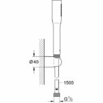 Grohe Vitalio Get Stick shower set, shower head, flexible 1500mm shower hose, wall support, chrome, 27459000 - Image 4