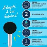 Shower head - GROHE Vitalio Start 110 27946001 - 2 jets (Rain/Stimulating) - Water saving - Anti-limescale process - Chrome - Image 3