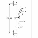 Shower set with 2 jets shower head, 90cm bar and flexible hose - GROHE Vitalio Comfort 110 269302431 - Water saving - Matt Black - Image 4