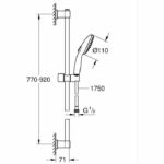 Shower set with 2 jets shower head, 90cm bar and flexible hose - GROHE Vitalio Start 110 269542431 - Water saving - Matt black - Image 3