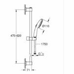 Shower set with 2 jets shower head, 60cm bar and 1.75m flexible hose - GROHE Vitalio Start 110 279482431 - Water saving - Matt Black - Image 3