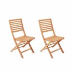Set of 2 folding garden chairs in FSC eucalyptus - 57 x 46.5 x 90 cm