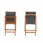 Set of 2 FSC and textilene acacia wood chairs - Gray – Bild 2