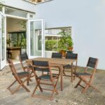 Set of 2 FSC and textilene acacia wood chairs - Gray – Bild 5