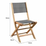 Set of 4 FSC acacia wood garden chairs and textilene seat - 50 x 57 x 90 cm - Gray – Bild 2