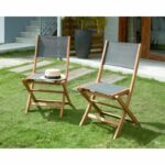 Set of 4 FSC acacia wood garden chairs and textilene seat - 50 x 57 x 90 cm - Gray – Bild 3