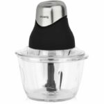 Mini electric chopper - H.Koenig - LEO8 - 320 W - 1 L glass bowl - Stainless steel blades - Matt black and chrome - Image 2