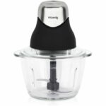 Mini electric chopper - H.Koenig - LEO8 - 320 W - 1 L glass bowl - Stainless steel blades - Matt black and chrome
