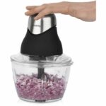 Mini electric chopper - H.Koenig - LEO8 - 320 W - 1 L glass bowl - Stainless steel blades - Matt black and chrome - Image 4