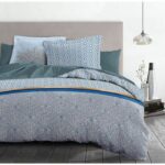 HOME LINGE PASSION Luxor duvet set - 1 duvet cover 240 x 260 cm + 2 pillowcases 65 x 65 cm - Blue and white - Image 2