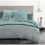 HOME LINGE PASSION Luxor duvet set - 1 duvet cover 240 x 260 cm + 2 pillowcases 65 x 65 cm - Emerald green and white - Image 2