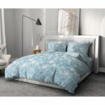 HOME LINGE PASSION Tempete Florale Duvet Cover Set - 3 Pcs - 240 x 260 - 100% Cotton 57 Threads - Blue