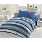 HOME PASSION STANIS microfibre duvet set - 1 duvet cover 220 x 240 cm + 2 pillowcases 63 x 63 cm - Blue