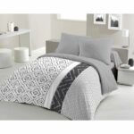 ETHNO Microfiber Duvet Cover Set - 1 Duvet Cover 240 x 260 cm + 2 Pillowcases 63 x 63 cm - Grey