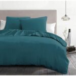3-piece duvet set - HOME LINGE PASSION - HP72064 - 82 g microfiber - 220 x 240 cm - Duck blue
