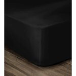 LOVELY HOME Fitted sheet 100% Cotton 140x190cm - Beanie 35cm - Black - Image 2