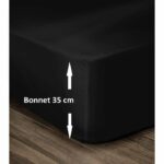LOVELY HOME Fitted sheet 100% Cotton 140x190cm - Beanie 35cm - Black