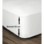 LOVELY HOME Fitted sheet 100% Cotton 180x200cm - Cap 35cm - White