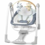 INGENUITY Swing 'n Go Portable Swing - Detachable Activity Arch Made from Sustainably Sourced Wood - 5 Speeds - for Kids