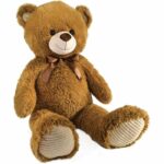 Brown Teddy Bear with Bow +/- 100 cm - PLANET PLUSH - Magnificent 1 meter bear in soft plush. - Image 2