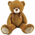 Brown Teddy Bear with Bow +/- 100 cm - PLANET PLUSH - Magnificent 1 meter bear in soft plush.